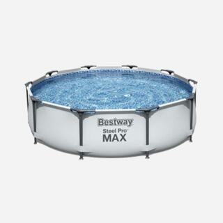 Круглый каркасный бассейн Bestway Steel Pro Max с водой для дачи и сада