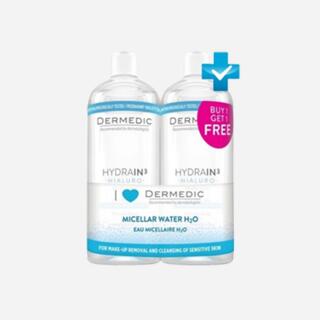 Две бутылки мицеллярной воды Dermedic Hydrain3 Hialuro 400 мл, акция 1+1 для чувствительной кожи