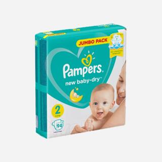 Подгузники Pampers New Baby-Dry размер 2, упаковка Jumbo Pack на 94 штуки