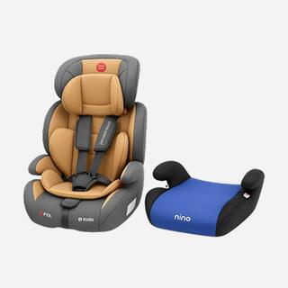 Детское автомобильное кресло серо-бежевого цвета с регулируемыми ремнями безопасности