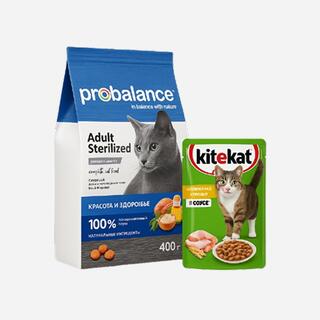 Корм для кошек Probalance и Kitekat в подборке акций