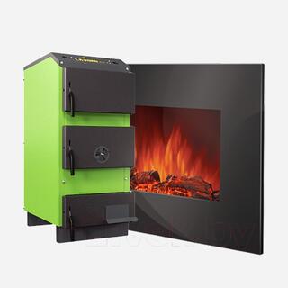 Твердотопливный котел и настенный электрический камин 21vek.by для отопления дома