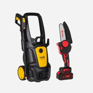 Мойка высокого давления и аккумуляторная пила Huter для уборки и садовых работ