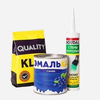 Акриловый герметик Soudal, синяя эмаль и сухая ремонтная смесь с выгодными предложениями