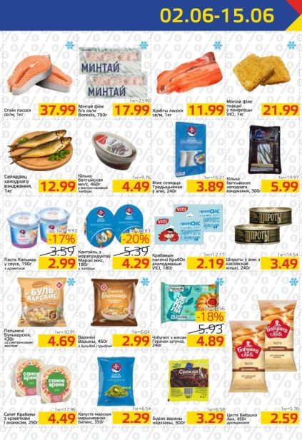 Скидки Мартин на лосось, минтай Borealis, продукцию Vici, Санта Бремор, шпроты, пельмени и вареники