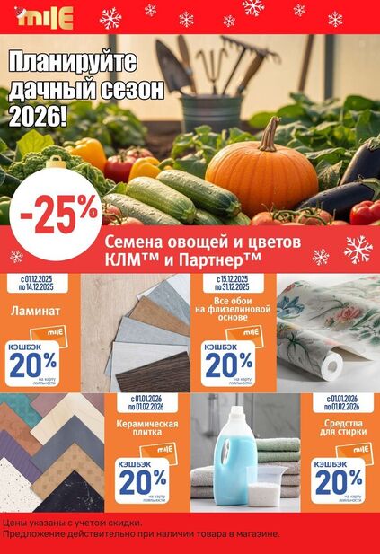 Листовка магазина MILE с товарами по акции и скидками с 1 декабря по 1 февраля