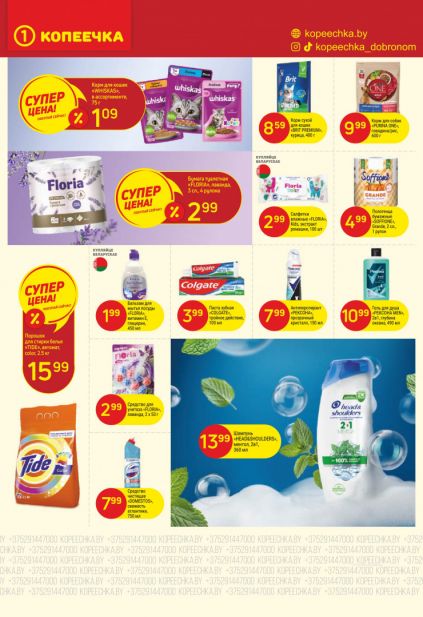 Листовка магазина Копеечка с товарами по акции и скидками с 2 по 15 февраля